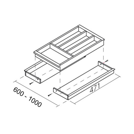 Range-couverts bois extensible pour tiroir de 600 à 900 mm