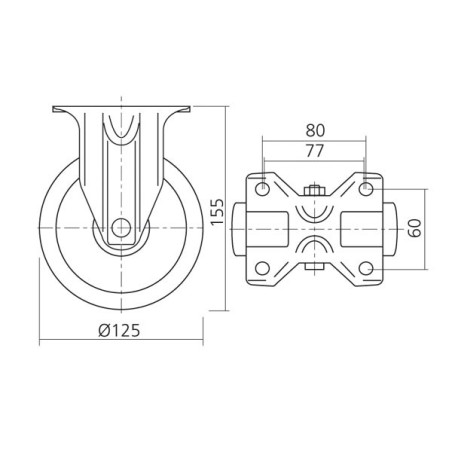 Roulette fixe Ø 125 mm