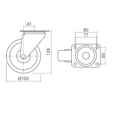 Roulette pivotante Ø 100 mm