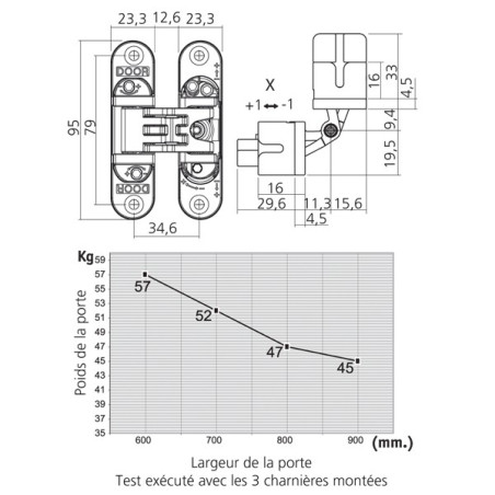 Charnière invisible look alu pour porte