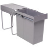 Poubelle encastrable coulissante 1 bac gris - 40 L