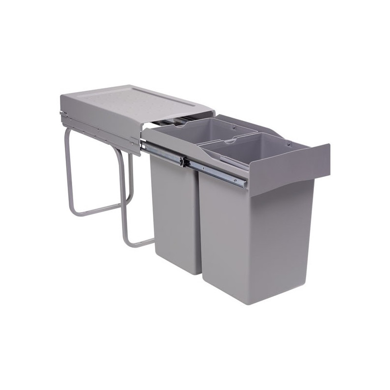 Poubelle encastrable coulissante 2 bacs - 28 litres