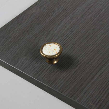 Bouton de meuble porcelaine et zamak galet