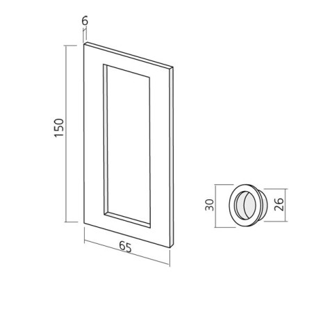 Set de 2 poignées pour porte coulissante à coller rectangle