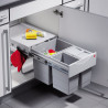 Poubelle tri sélectif coulissante 3 bacs - 35 L