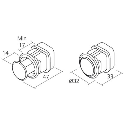 Bouton de meuble POUSSOIR - Look aluminium