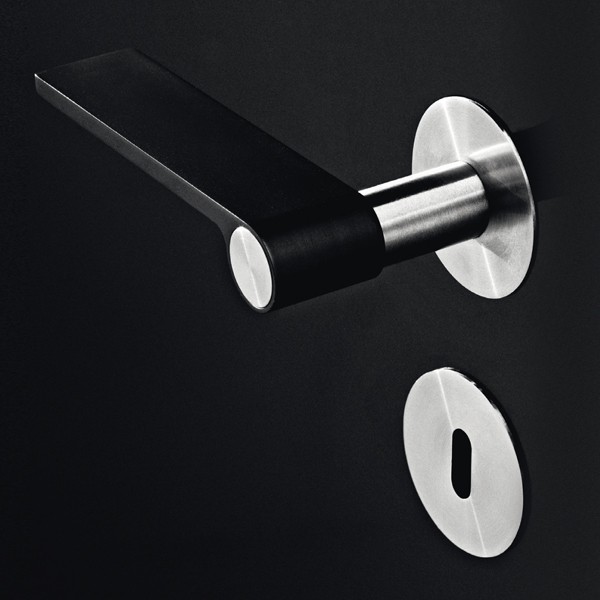 Poignée de porte intérieure design en Inox sur plaque BdC entraxe 195 mm, Alba | Poignée de porte