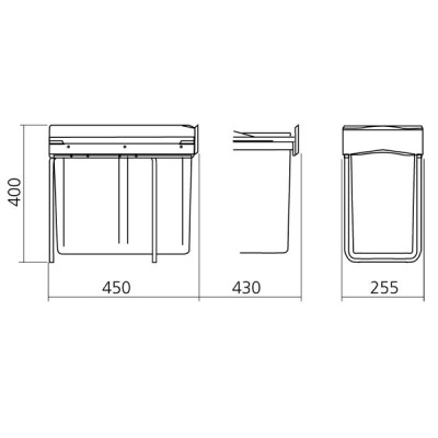 Poubelle de cuisine coulissante 1 bac - 30 L