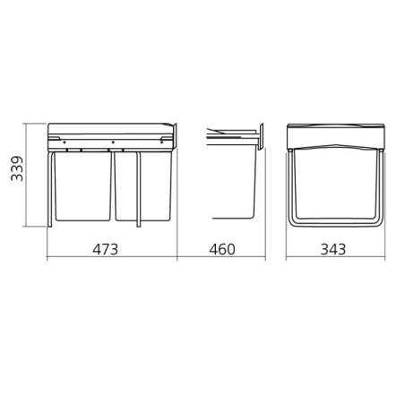 Poubelle de cuisine coulissante 3 bacs - 31 L