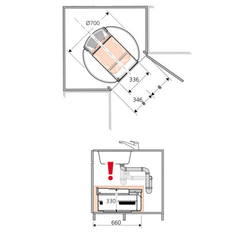 Poubelle cuisine pour meuble d'angle