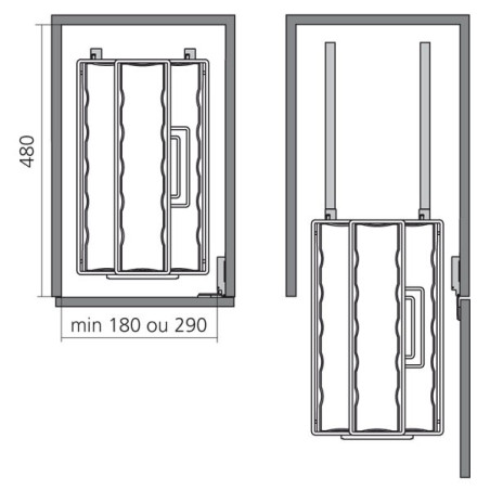 Porte accessoires de cuisine coulissant PORTERO 2 paniers