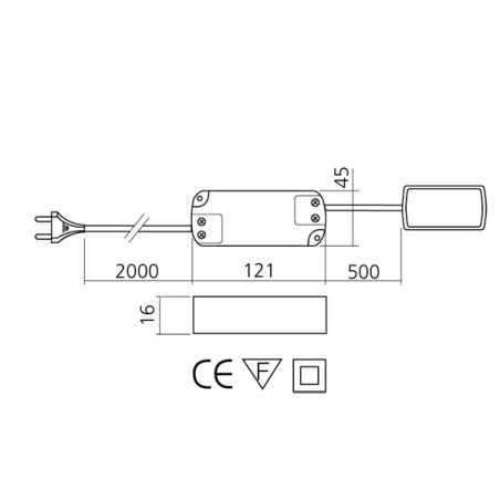 Réglette LED en applique avec interrupteur