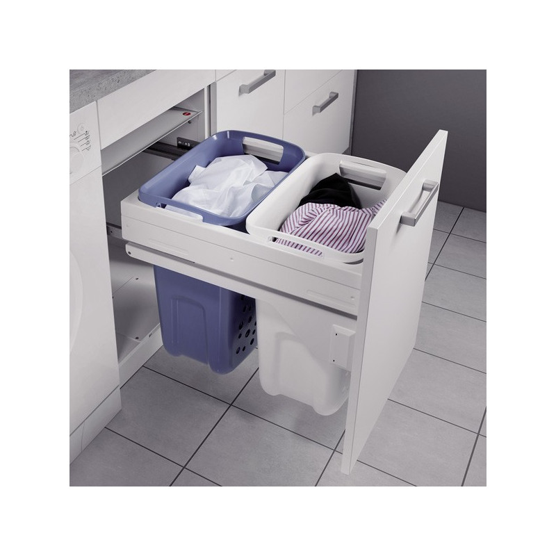 Meuble de rangement salle de bain avec panier à linge intégré