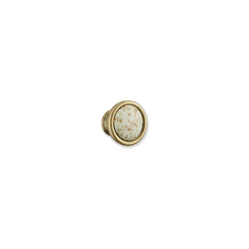 Bouton de meuble porcelaine et zamak galet