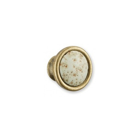 Bouton de meuble porcelaine et zamak galet