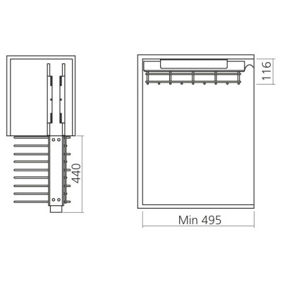 Porte-pantalons coulissant chromé simple avec range-accessoires