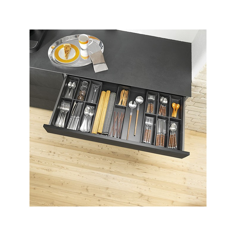 Organiseur De Couverts Extensible Pour Tiroir De Cuisine - 7 à 9 Compartiments Réglables - Noir - Adaptable Largeur 33 à 57 Cm