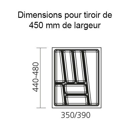 Range-couverts CONFORT pour tiroir de 450 mm