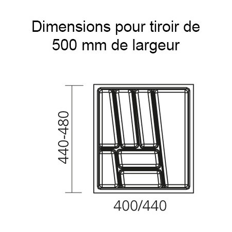 Range-couverts CONFORT pour tiroir de 500 mm