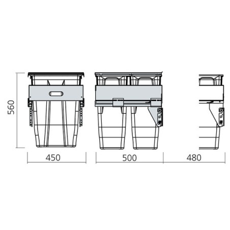 Poubelle tri sélectif 70 litres - 2 bacs