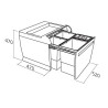 Poubelle tri sélectif coulissante 4 bacs - 50 L