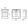 Poubelle tri sélectif 2 bacs - 60 L