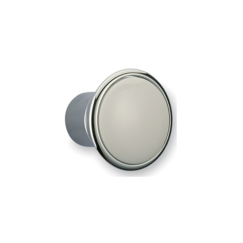 Bouton de meuble rond chromé et blanc