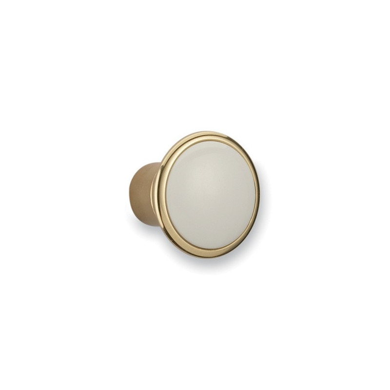 Bouton de meuble rond laiton et blanc