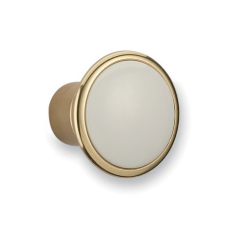 Bouton de meuble rond laiton et blanc