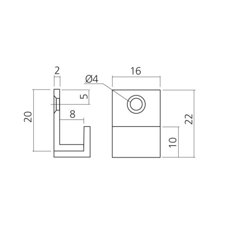 Jeu de 4 fixations de miroir carrées