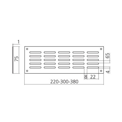 Grille d'aération 220, 300 ou 380 mm look aluminium