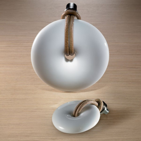 Bouton de meuble porcelaine et cuir DATONG blanc