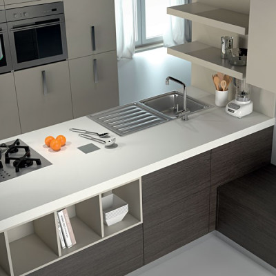 Bloc 2 prises à encastrer inox pour plan de travail