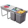 Poubelle cuisine coulissante à sortie totale 2 bacs - 42L
