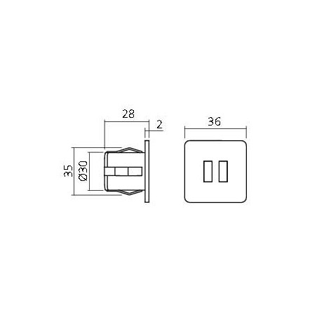 Mini bloc prises USB carré