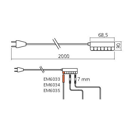 Fil d'alimentation + interrupteur, longueur 2000 mm