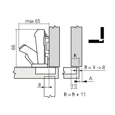 Charnière Blum CLIP top à 170° pour porte en applique