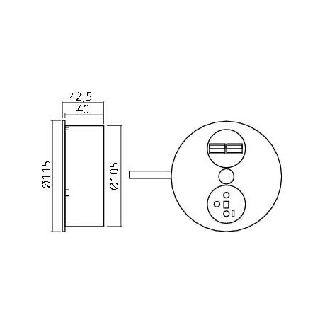 Bloc 1 prise, 1 chargeur USB double, encastrable Twist