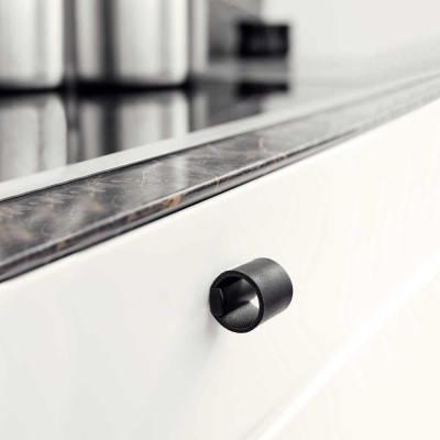 Bouton de meuble DRUM de FURNIPART - Cuir Noir